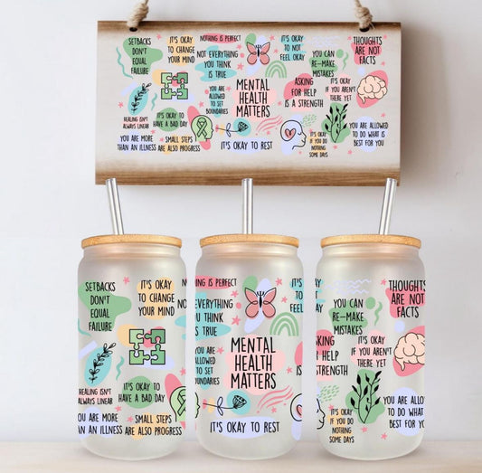 Mental health glass cup